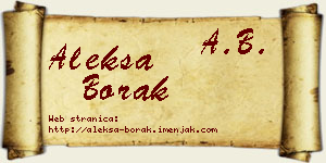 Aleksa Borak vizit kartica